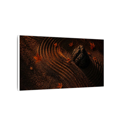 Dark Japandi Rock Garden in Golden Hour | Charcoal Ink Canvas Art