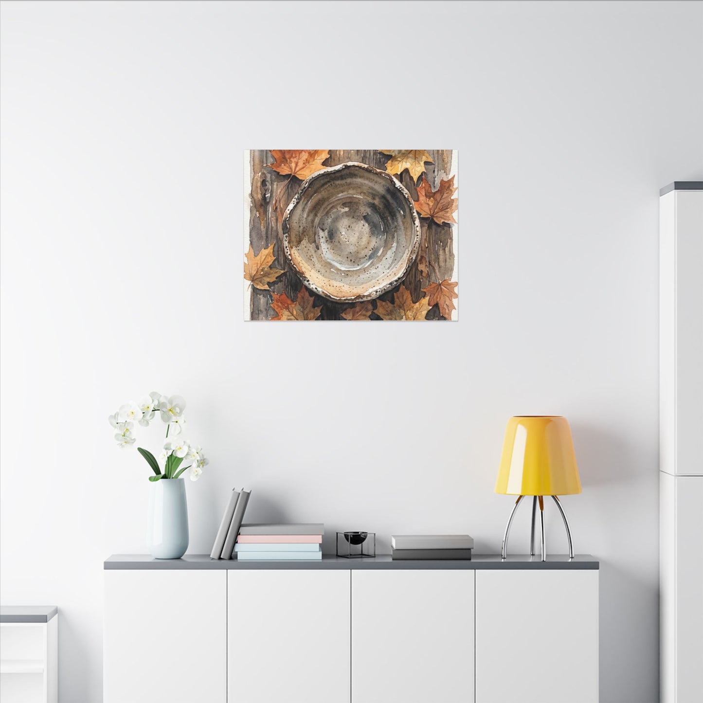 Ma Ceramic Bowl Canvas Art - Japandi Watercolor