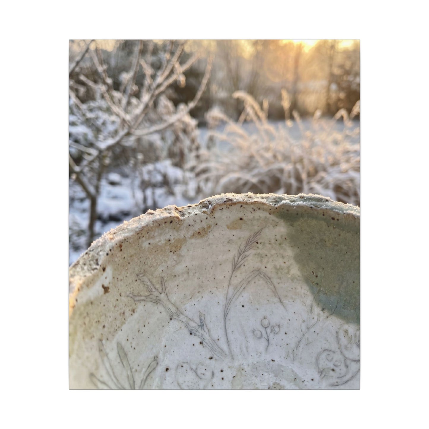 Ceramic Bowl Canvas Art | Winter Japandi Minimal Line Art