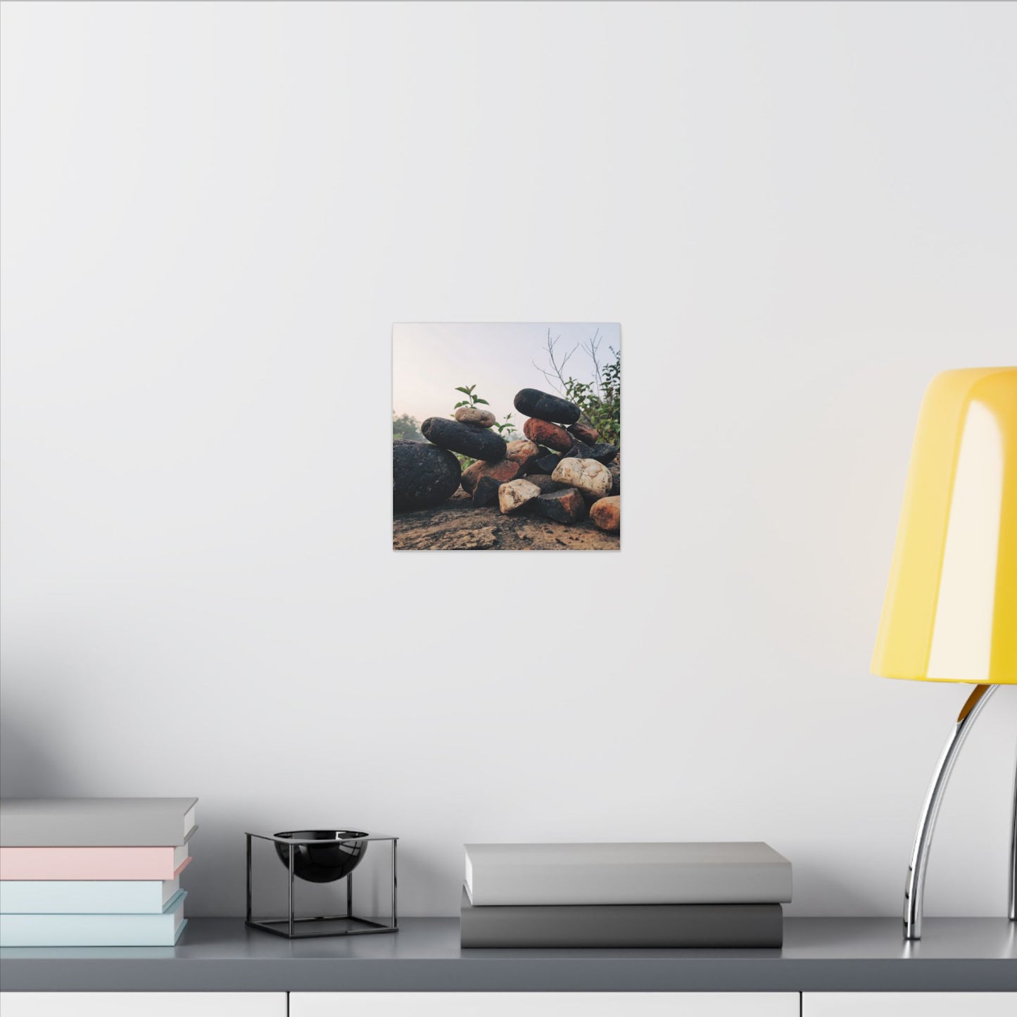 River Stones Canvas Art | Spring Kintsugi Broken Beauty Art