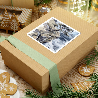Winter Pine Tree Watercolor Sticker | Neutral Decor Art Print