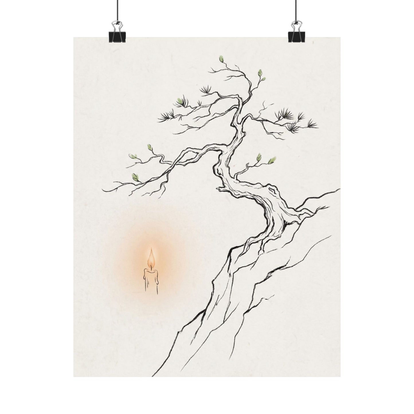 Spring Pine Tree Minimal Line Wall Art Print | Warm Decor Art Print