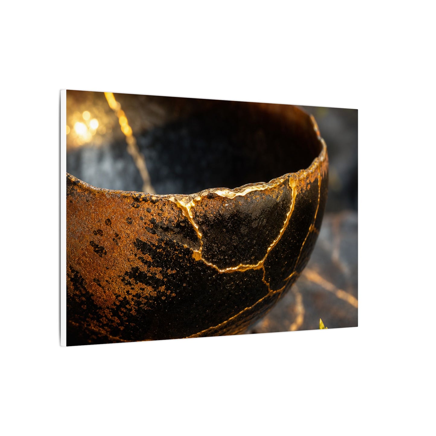 Kintsugi Ceramic Bowl in Golden Hour | Gold Vein Canvas Art