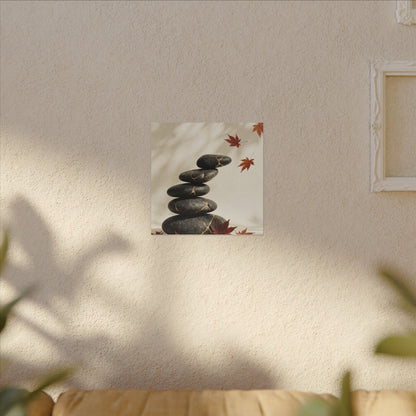 Kintsugi River Stones in Dappled | Crackle Gold Canvas Art