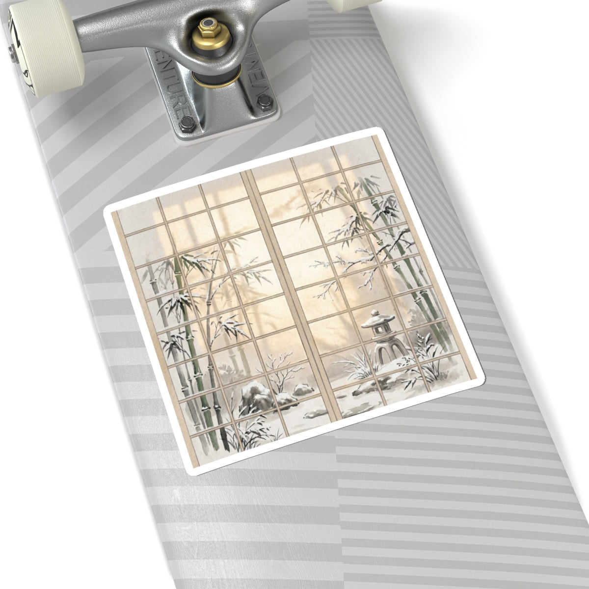 Winter Shoji Screen Sumi E Sticker | Peaceful Decor Art Print
