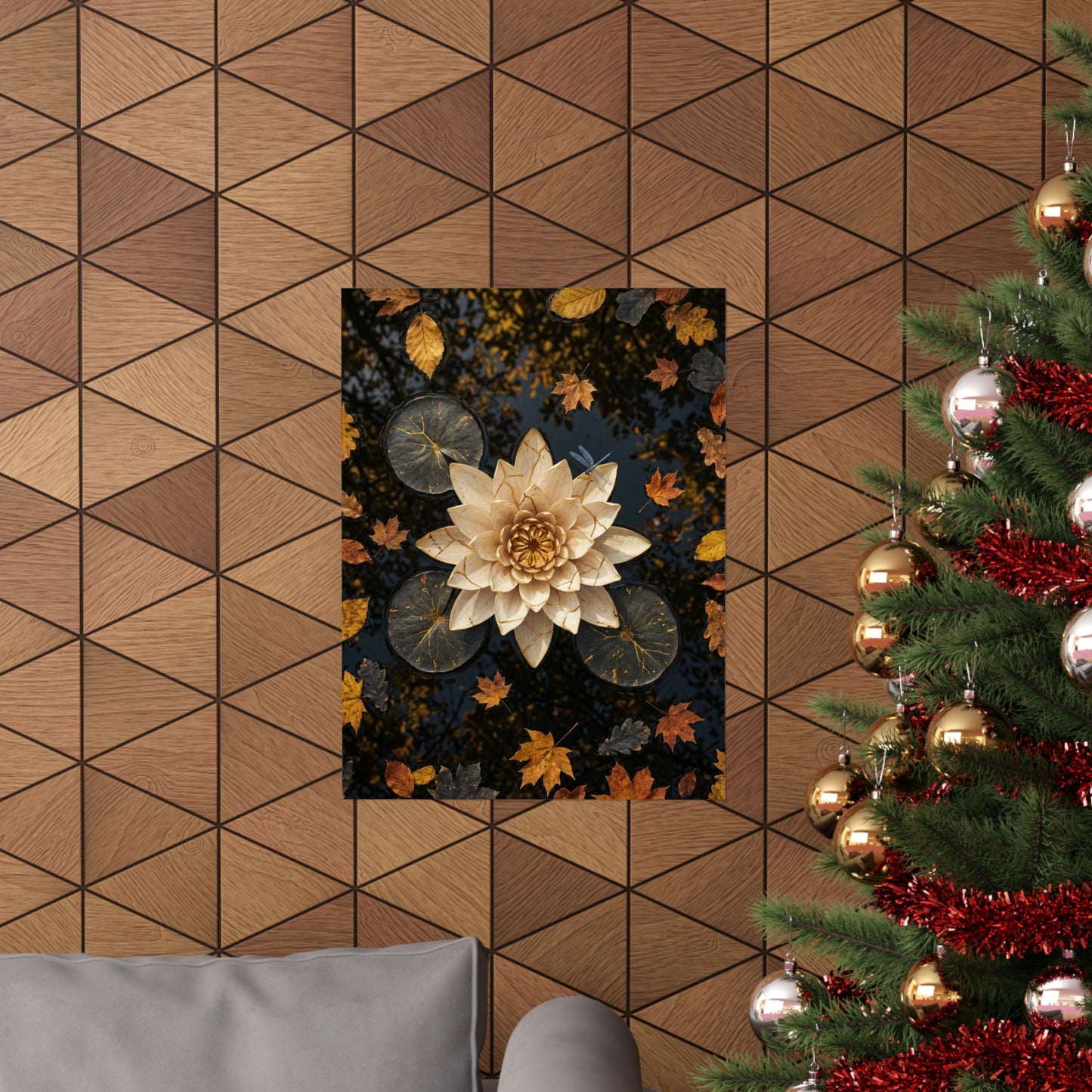 Lotus Flower Gold Repair Wall Art Print | Artful Kintsugi Art