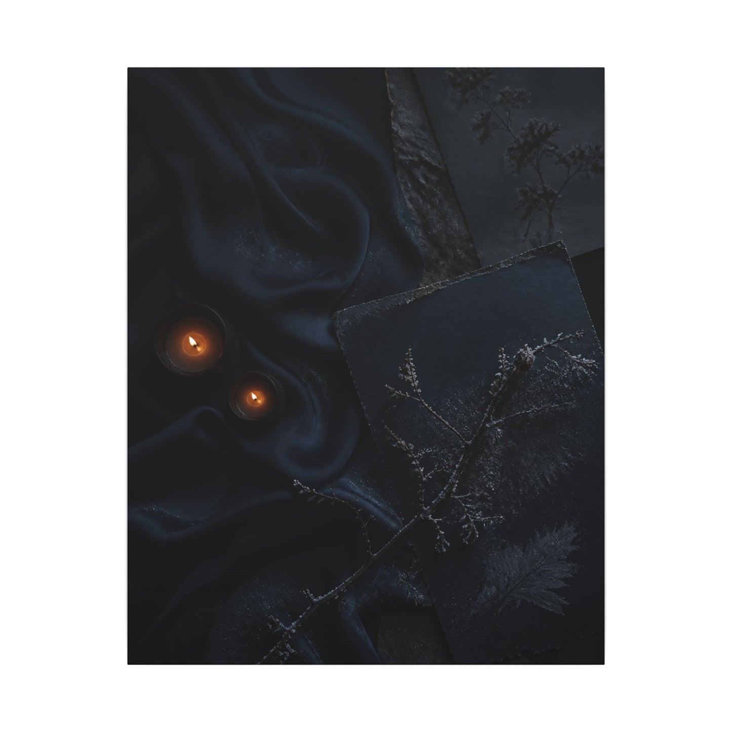 Candlelight Silk Drape Canvas Art - Dark Japandi Kanso