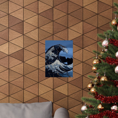 Winter Ocean Wave Gold Repair Wall Art Print | Resilient Decor