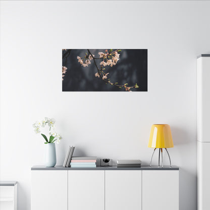 Cherry Blossom Moody Minimal Canvas Art | Bold Dark Japandi Art