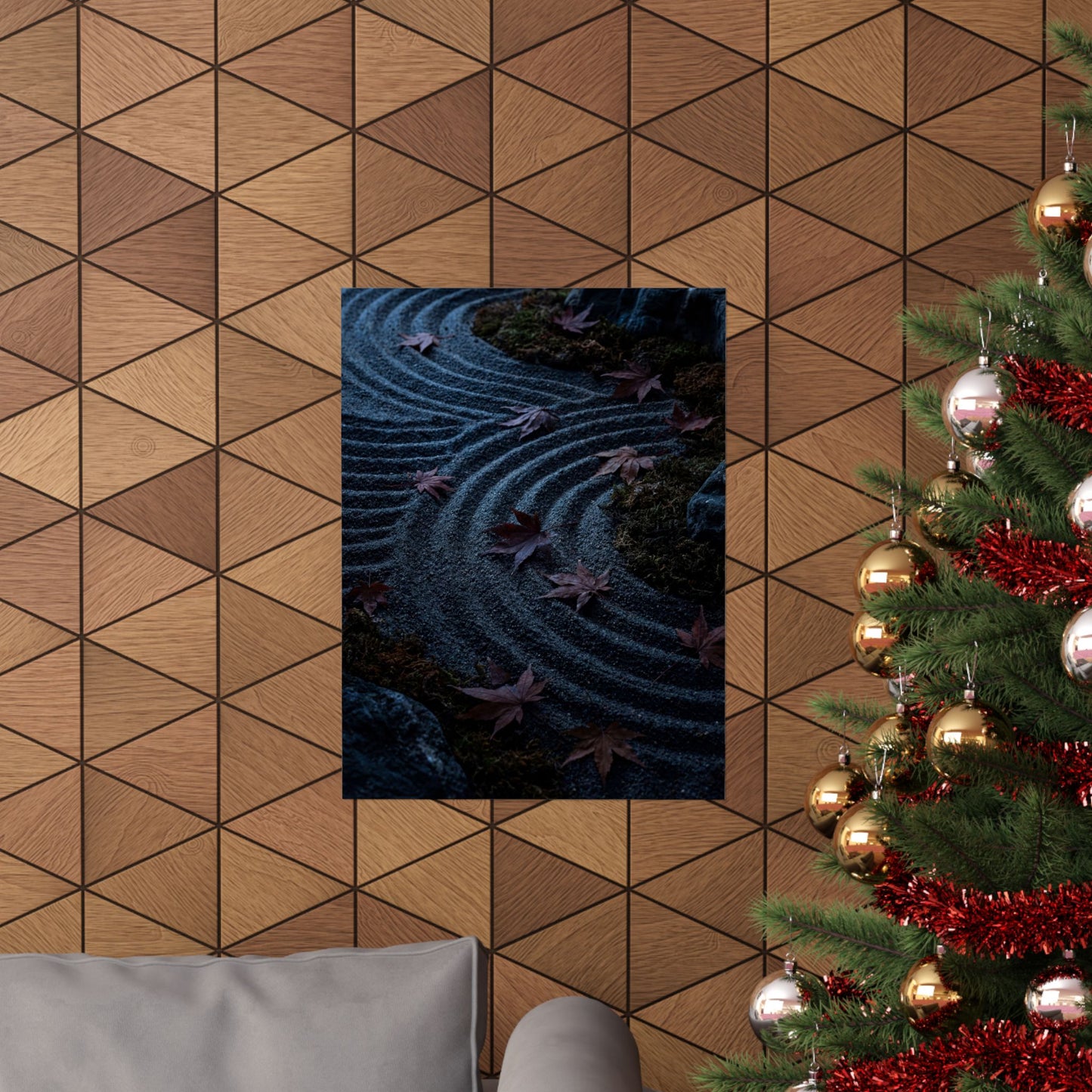 Autumn Rock Garden Dark Texture Wall Art Print | Moody Decor