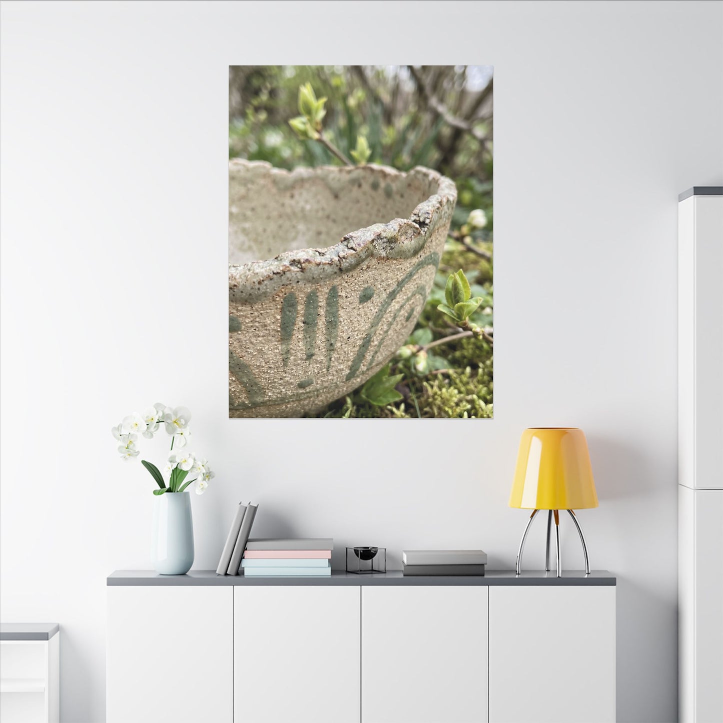 Elegant Ceramic Bowl Canvas Art - Japanese Pattern Japandi