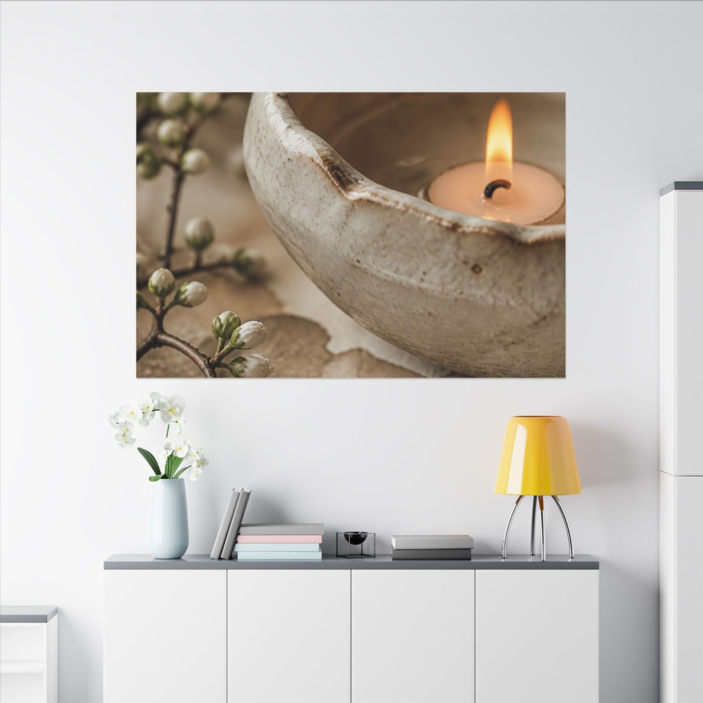 Kanso Ceramic Bowl Canvas Art - Japandi Watercolor