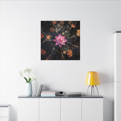 Ma Lotus Flower Canvas Art - Kintsugi Gold Vein