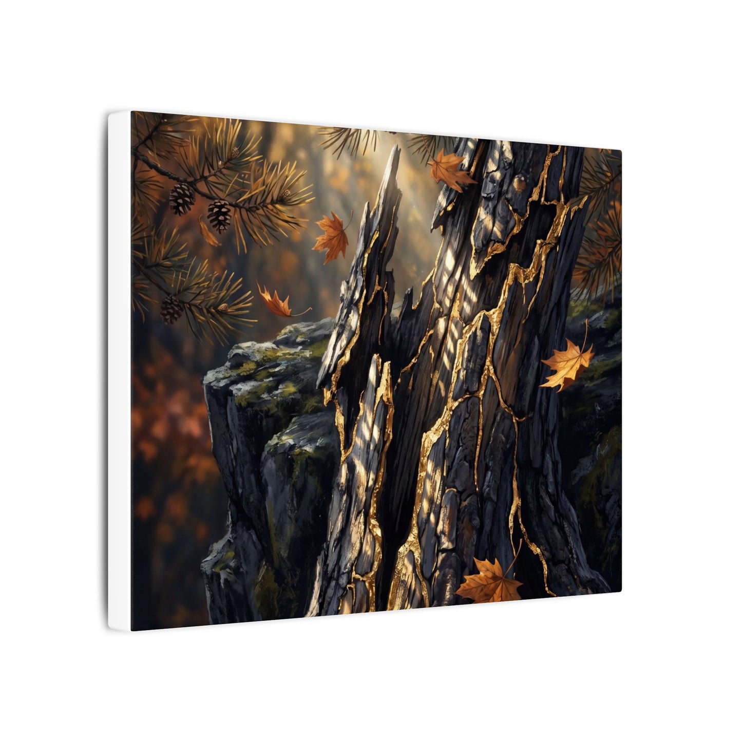 Pine Tree Autumn Canvas Art | Kintsugi Beautiful Design
