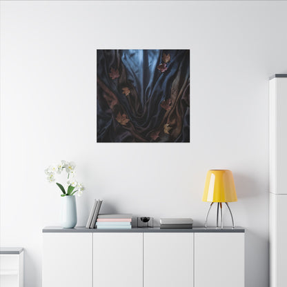 Silk Drape Canvas Art | Autumn Dark Japandi Moody Minimal Art