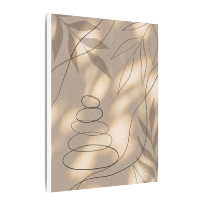 River Stones Minimal Line Canvas Art | Earthy Japandi Art