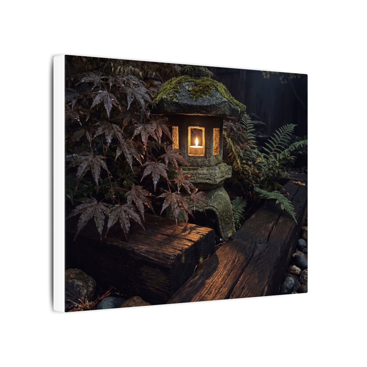 Moody Moonlit Garden Canvas Art - Shadow Zen Dark Japandi