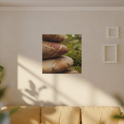 River Stones Summer Canvas Art | Kintsugi Healing Design