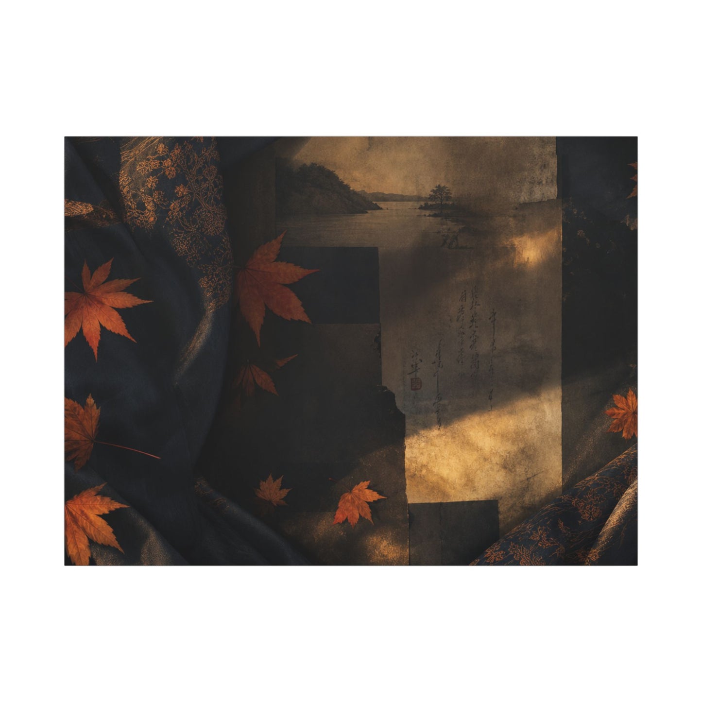 Autumn Silk Drape Shadow Zen Canvas Art | Bold Decor