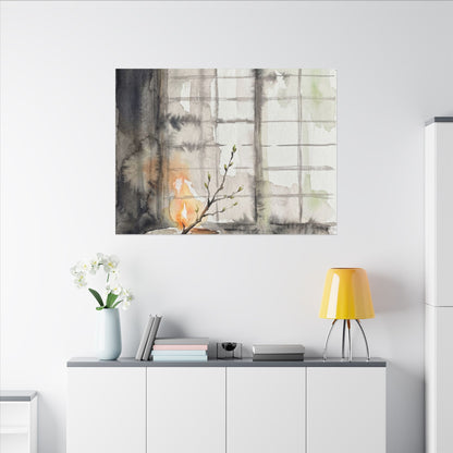 Shoji Screen Canvas Art | Spring Japandi Watercolor Art