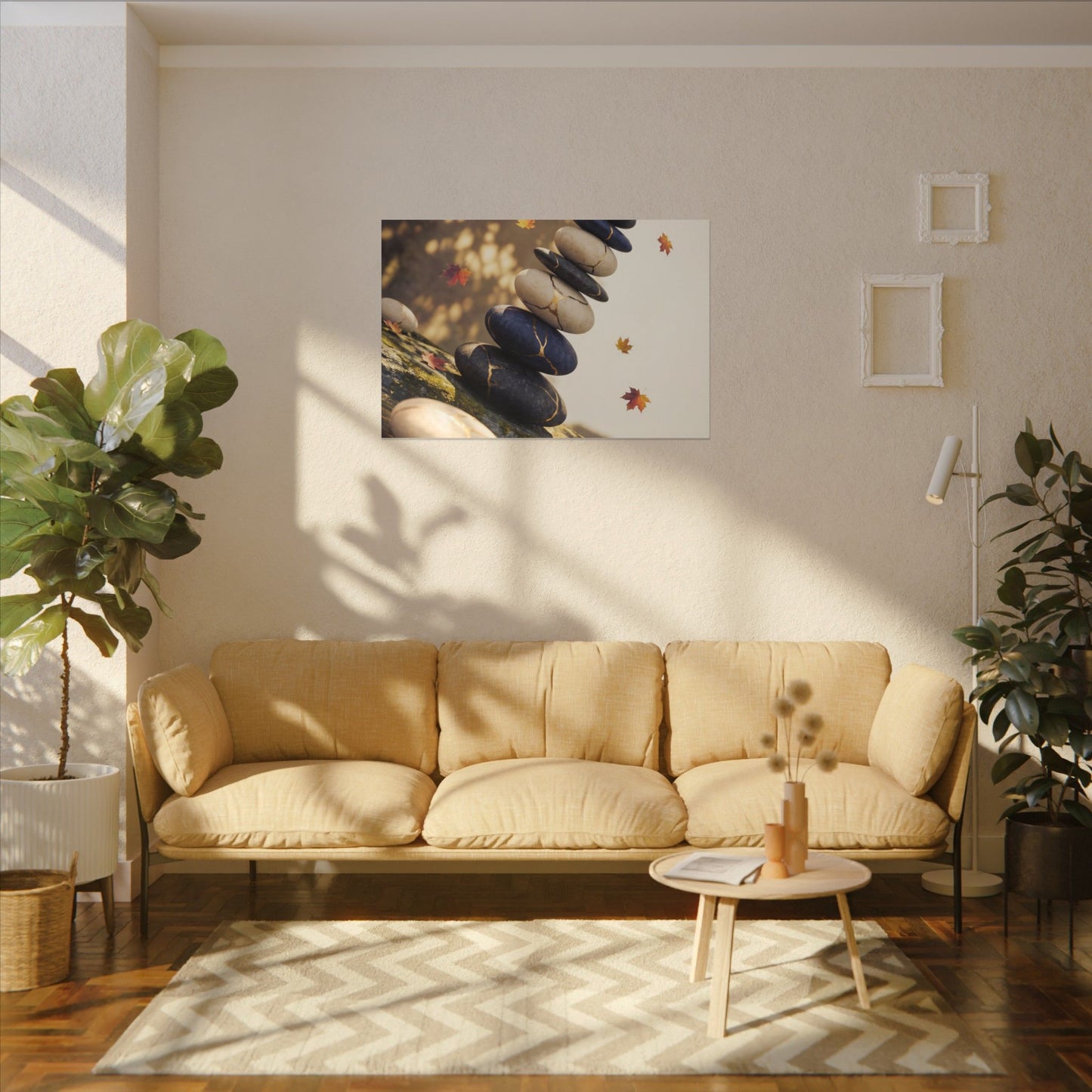 Ma River Stones Canvas Art - Kintsugi Gold Vein