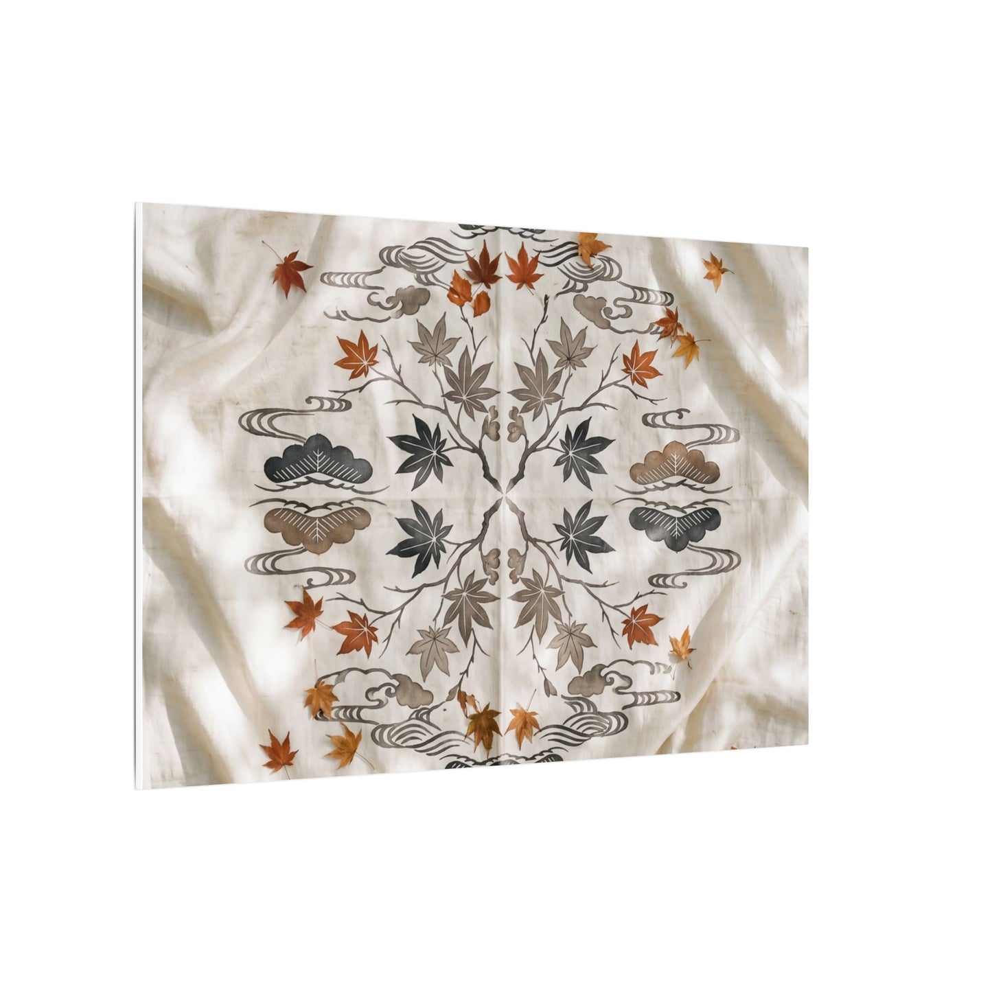 Elegant Silk Drape Canvas Art - Japanese Pattern Japandi