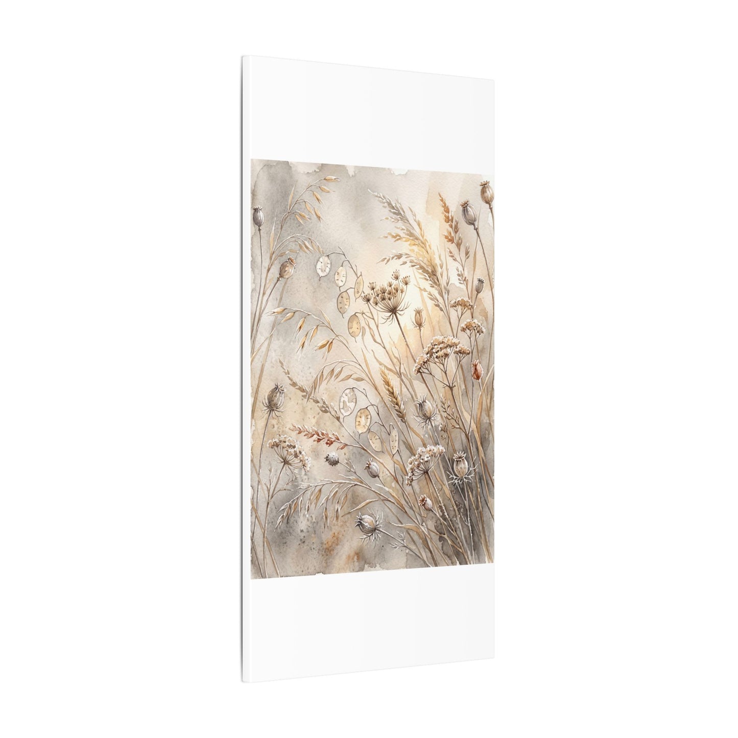 Winter Dried Flowers Watercolor Canvas Art | Warm Decor