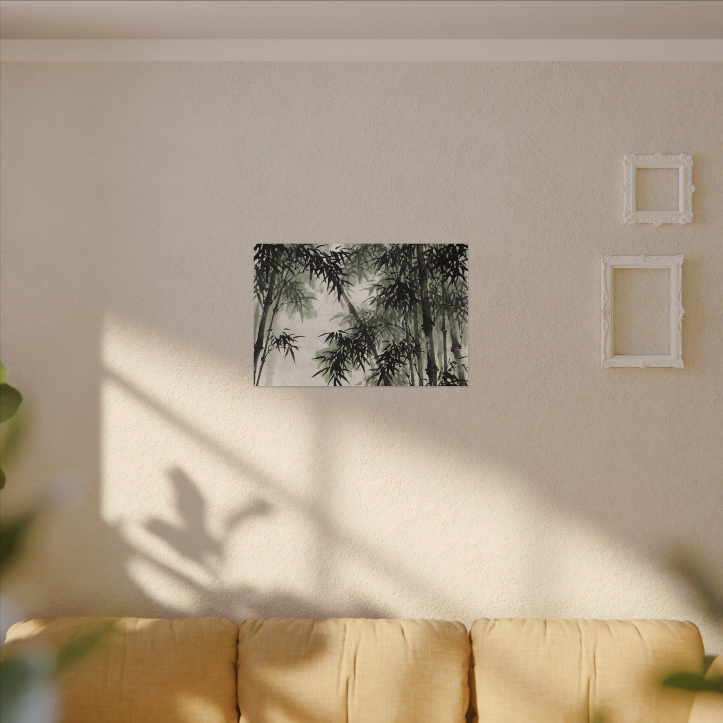 Zen Bamboo Grove in Overcast | Sumi E Canvas Art
