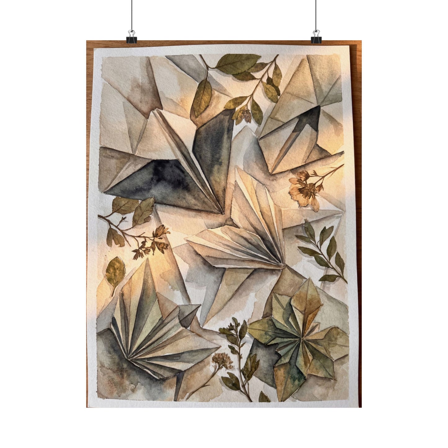 Cozy Paper Fold Wall Art Print - Watercolor Japandi Art Print