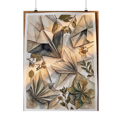 Cozy Paper Fold Wall Art Print - Watercolor Japandi Art Print
