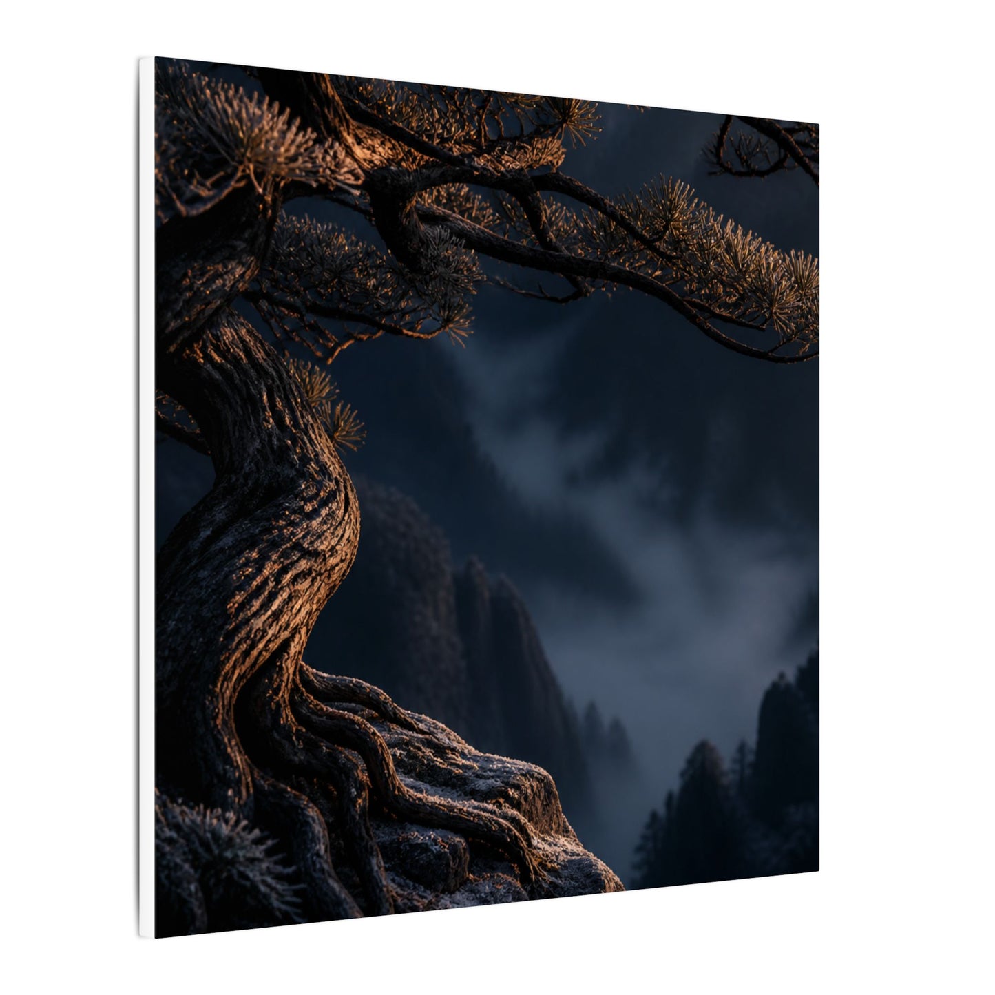 Bold Pine Tree Canvas Art - Shadow Zen Dark Japandi