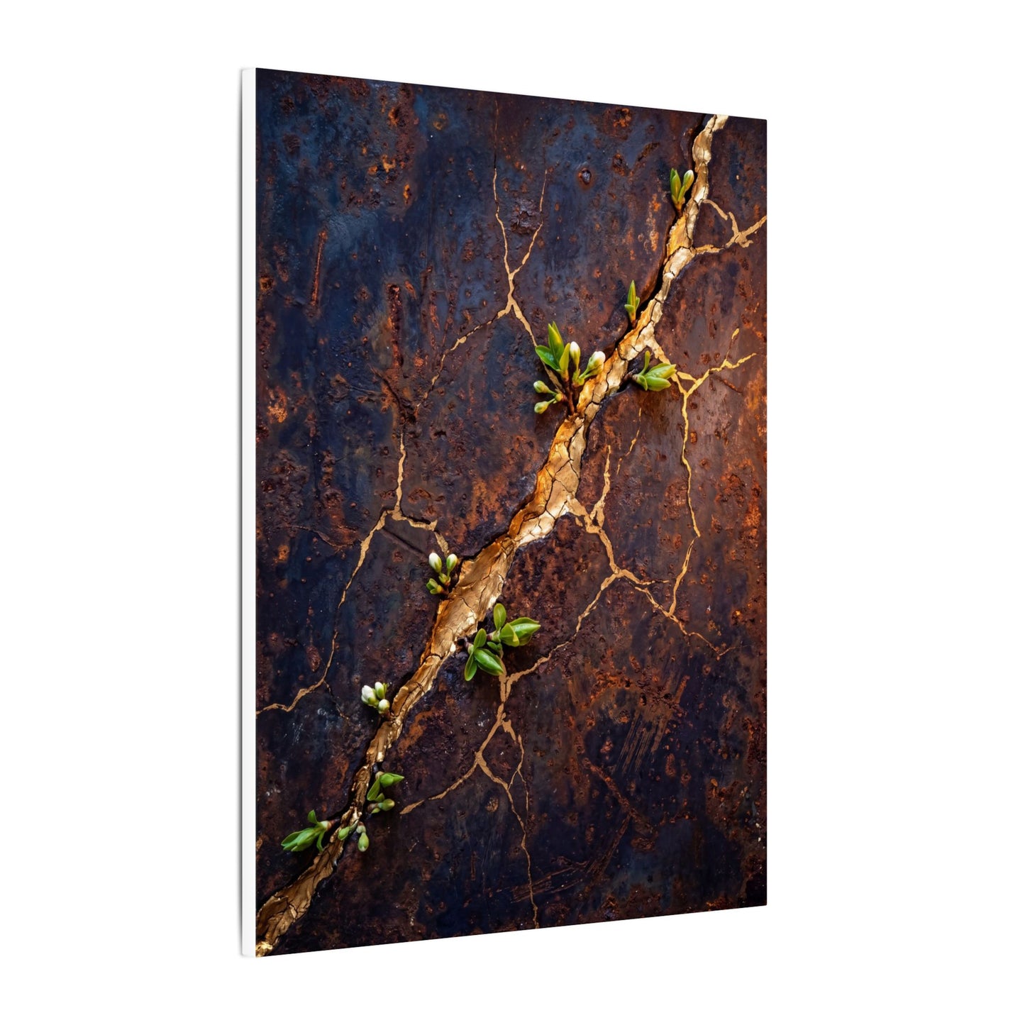 Rust Patina Spring Canvas Art | Kintsugi Resilient Design