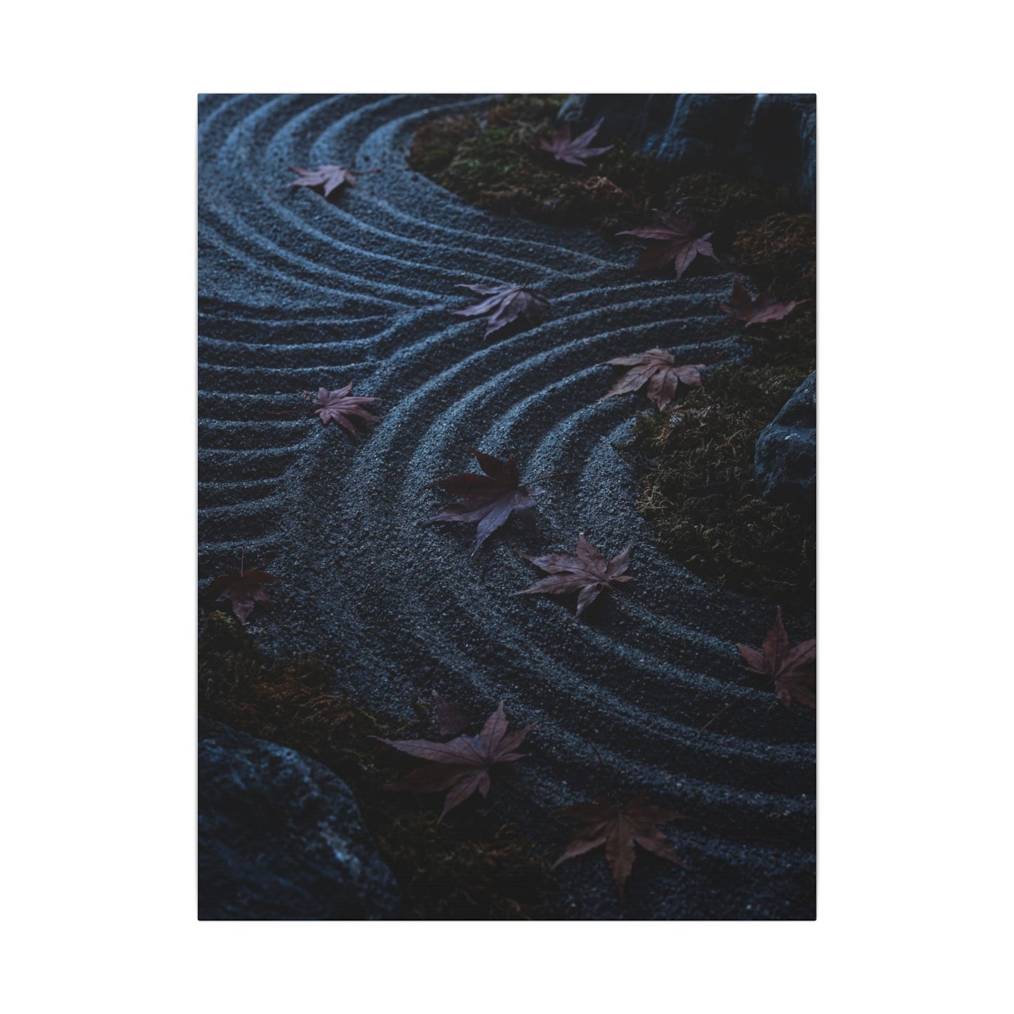 Rock Garden Canvas Art | Autumn Dark Japandi Dark Texture Art
