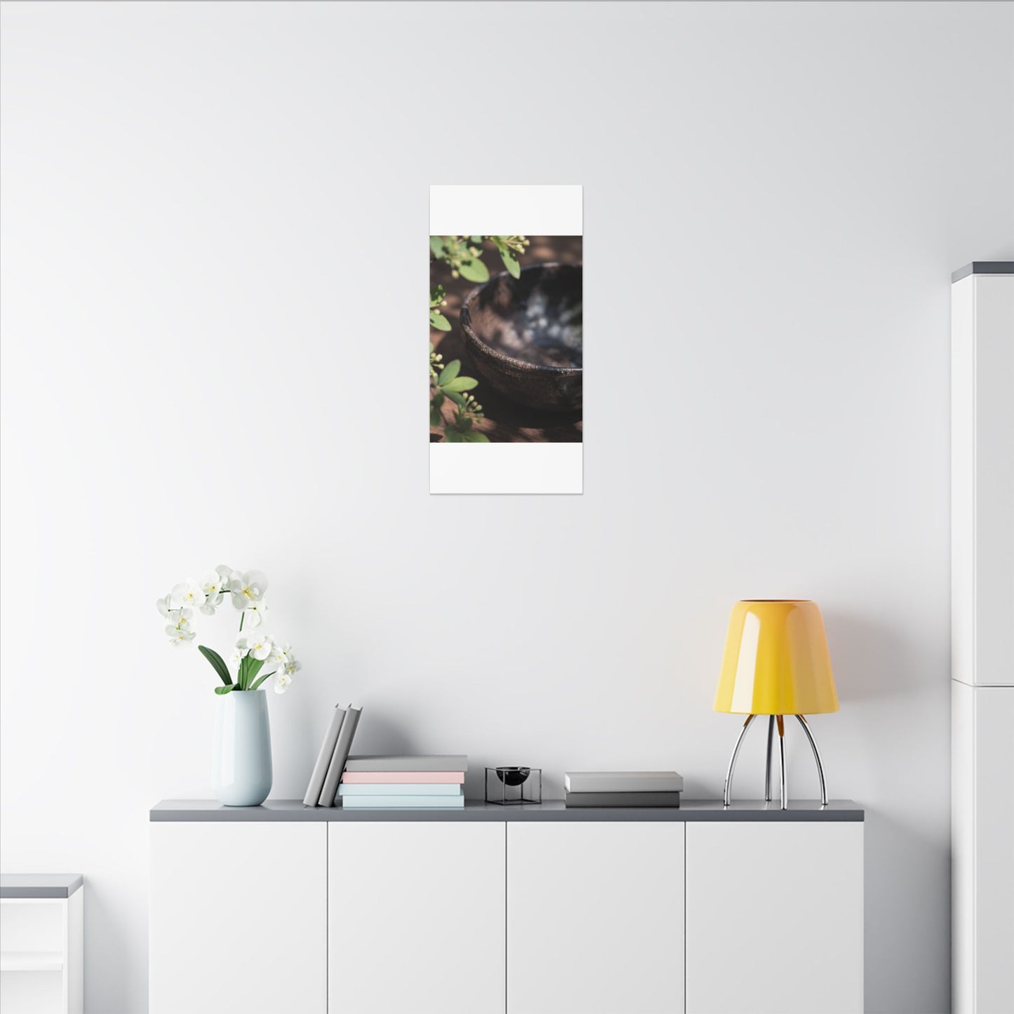 Ceramic Bowl Shadow Zen Canvas Art | Moody Dark Japandi Art