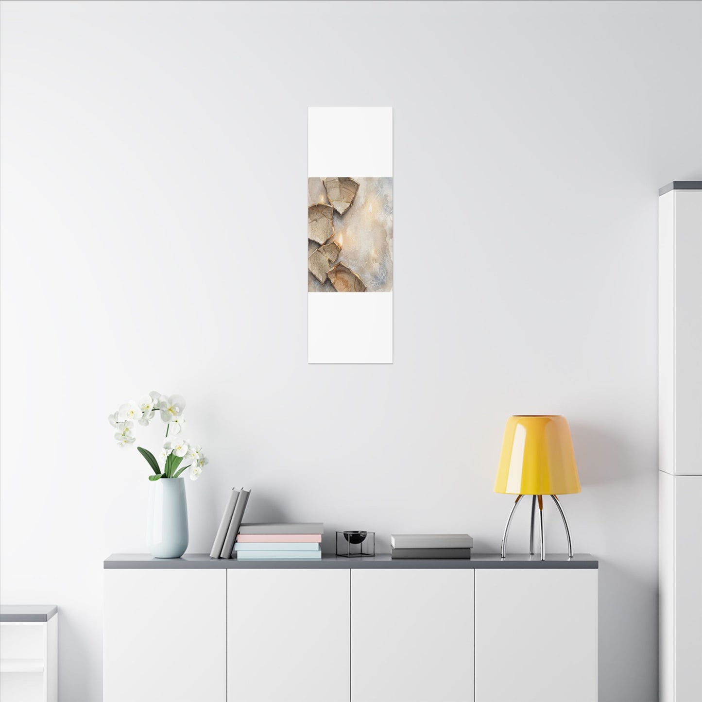 Broken Pottery Winter Canvas Art | Japandi Warm Design
