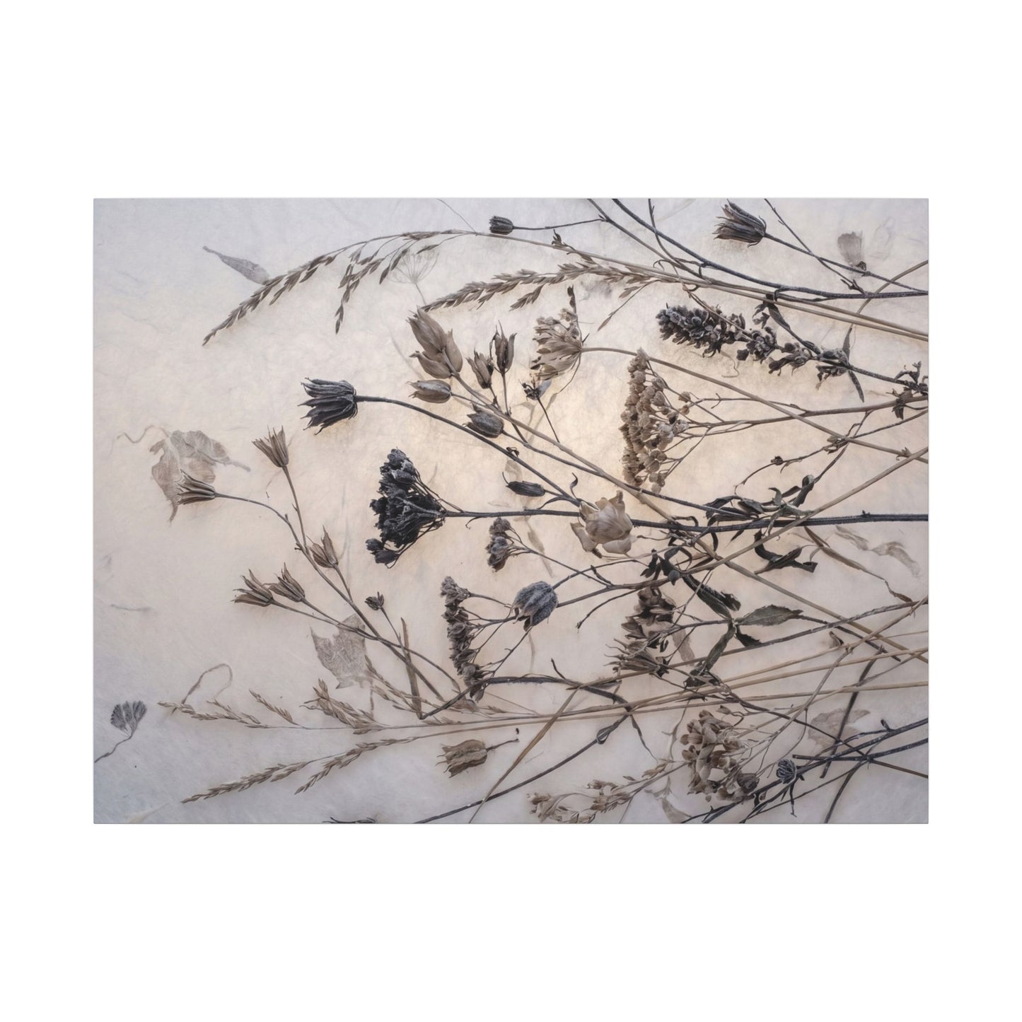 Elegant Dried Flowers Canvas Art - Japanese Pattern Japandi