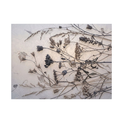 Elegant Dried Flowers Canvas Art - Japanese Pattern Japandi