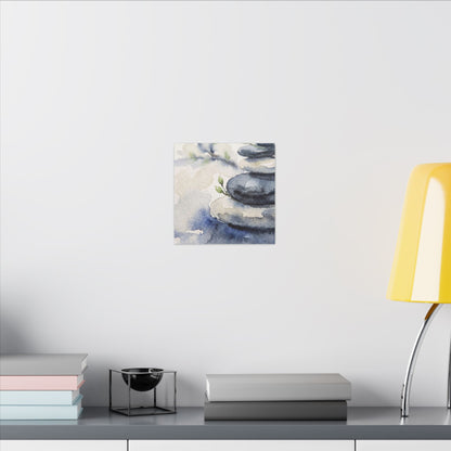 River Stones Watercolor Canvas Art | Cozy Japandi Art