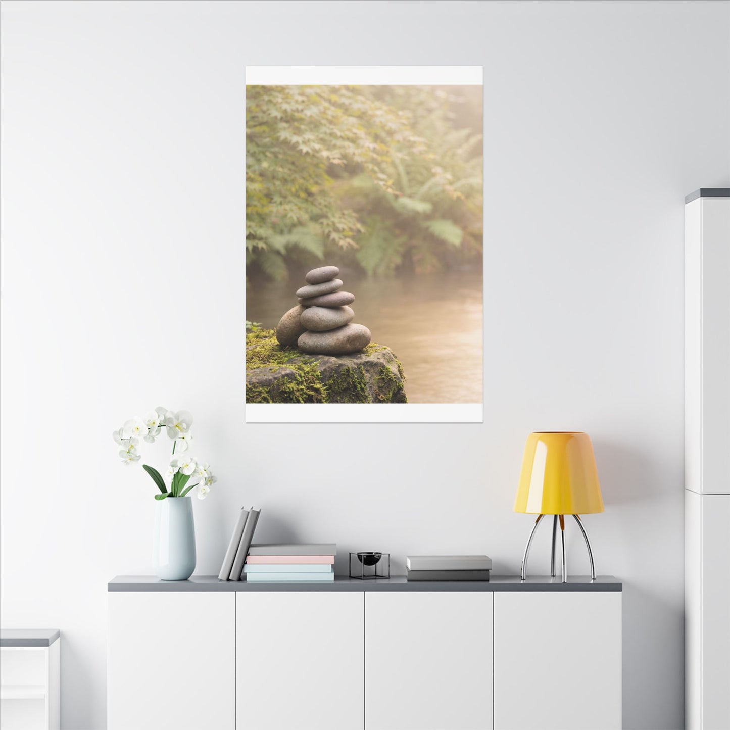 Cozy River Stones Canvas Art - Japanese Pattern Japandi