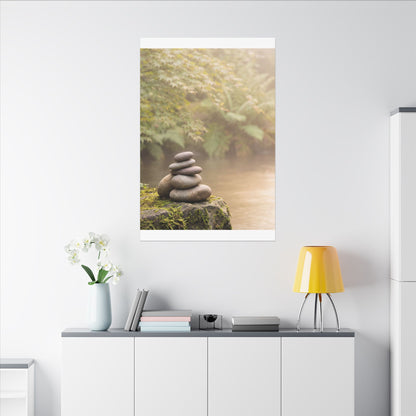 Cozy River Stones Canvas Art - Japanese Pattern Japandi