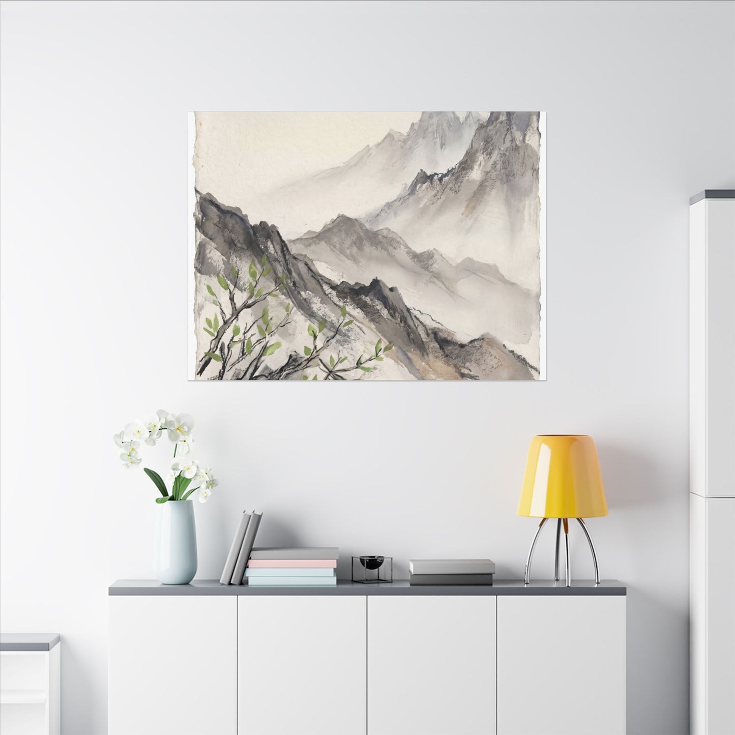 Spring Mountain Mist Texture Canvas Art | Warm Decor
