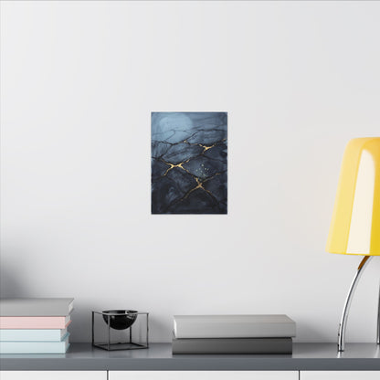 Mono No Aware Cracked Earth Canvas Art - Dark Japandi Charcoal Ink