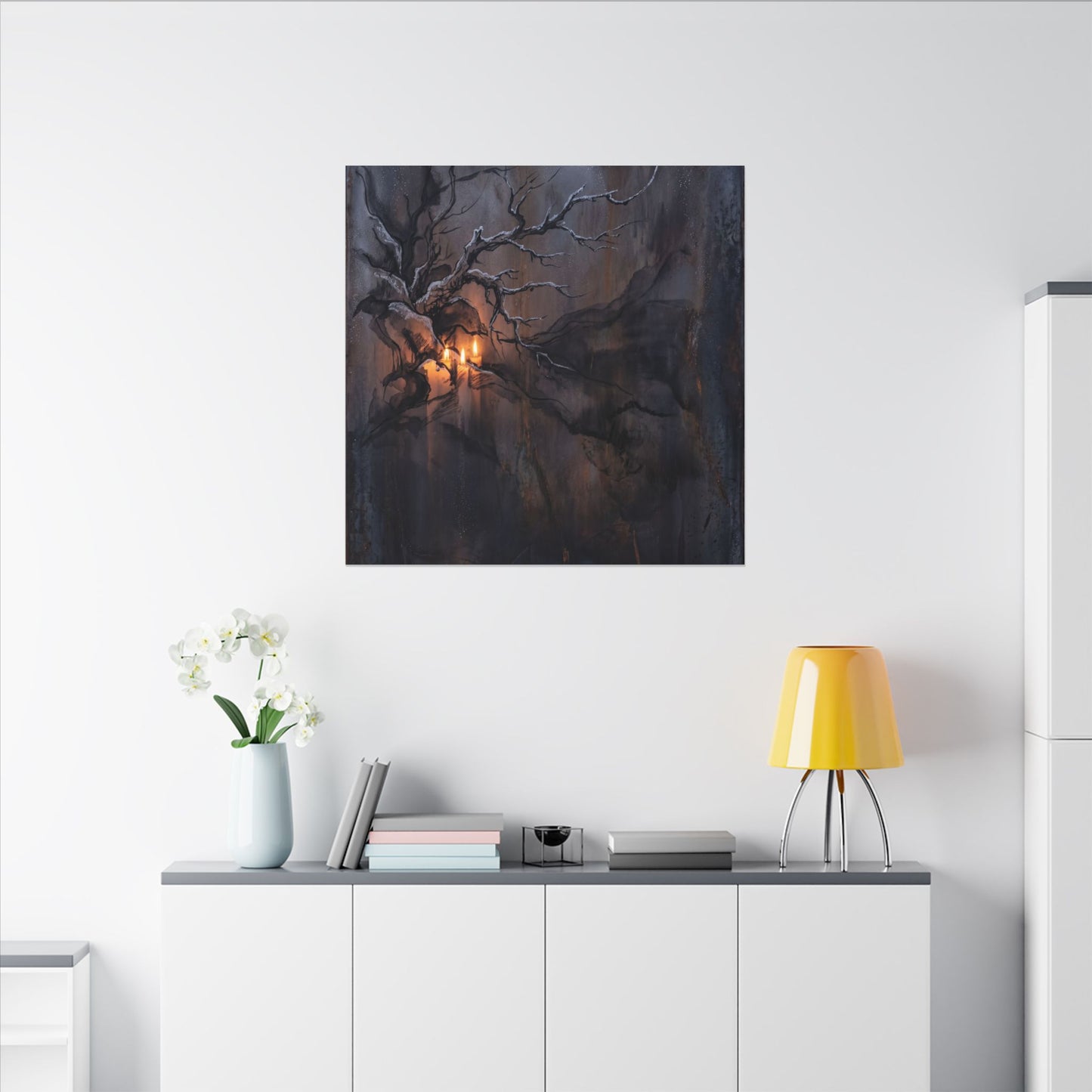 Winter Rust Patina Charcoal Ink Canvas Art | Atmospheric Decor