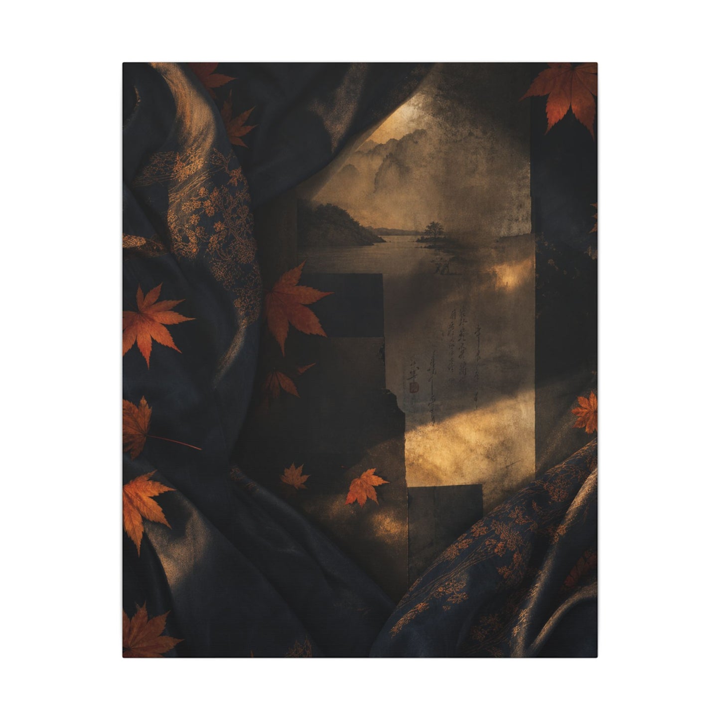 Autumn Silk Drape Shadow Zen Canvas Art | Bold Decor