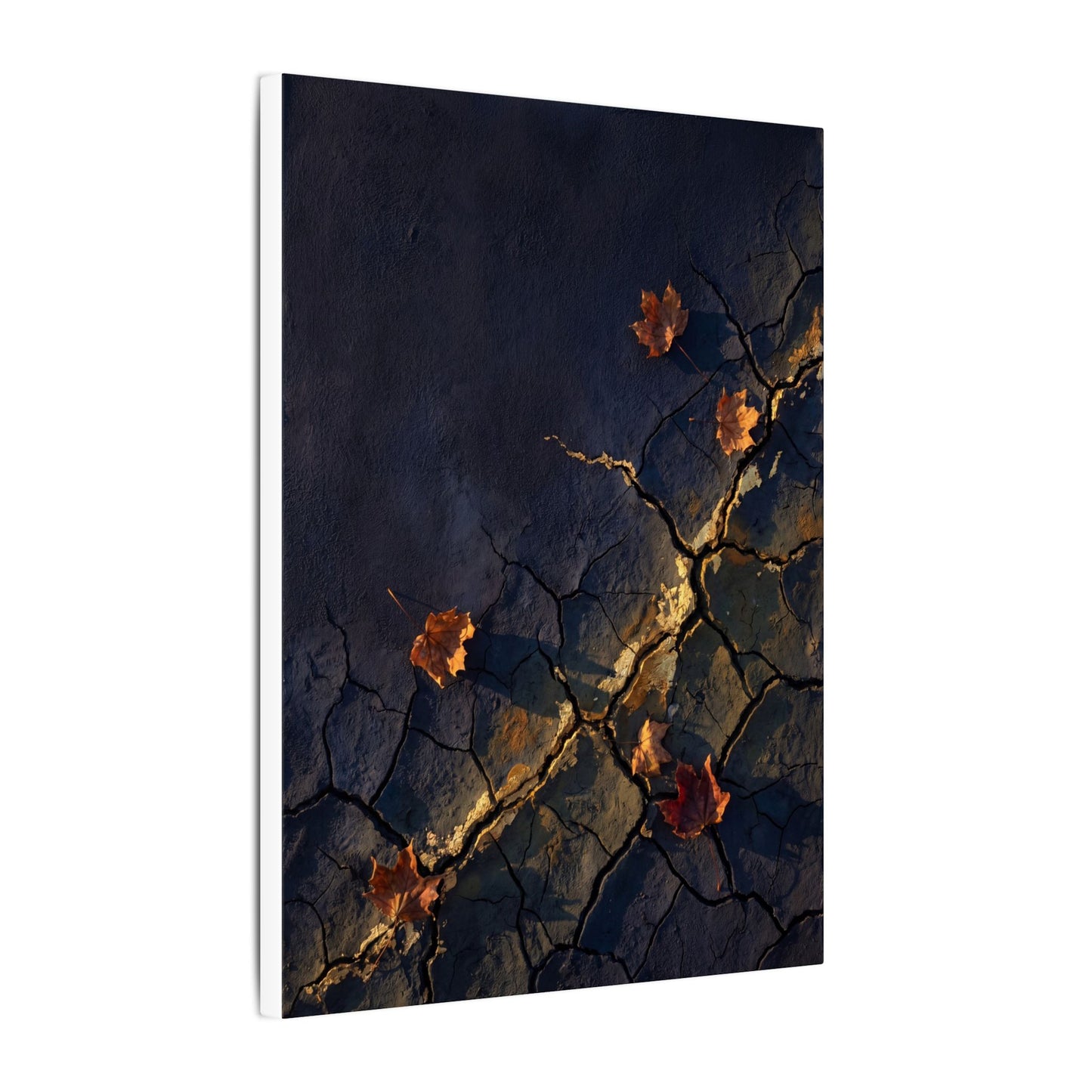 Cracked Earth Canvas Art | Autumn Dark Japandi Dark Texture Art