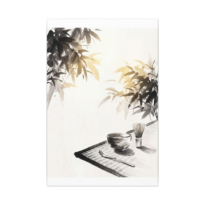 Tea Ceremony Sumi E Canvas Art | Serene Zen Art