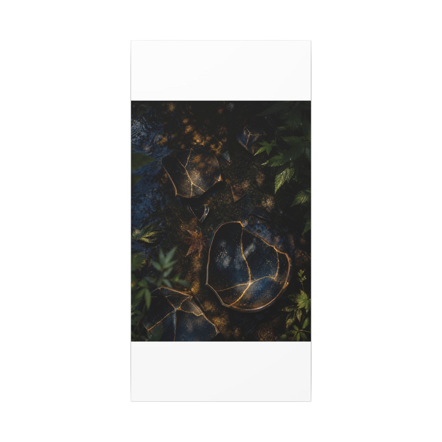 Dark Japandi Broken Pottery in Dappled | Shadow Zen Canvas Art