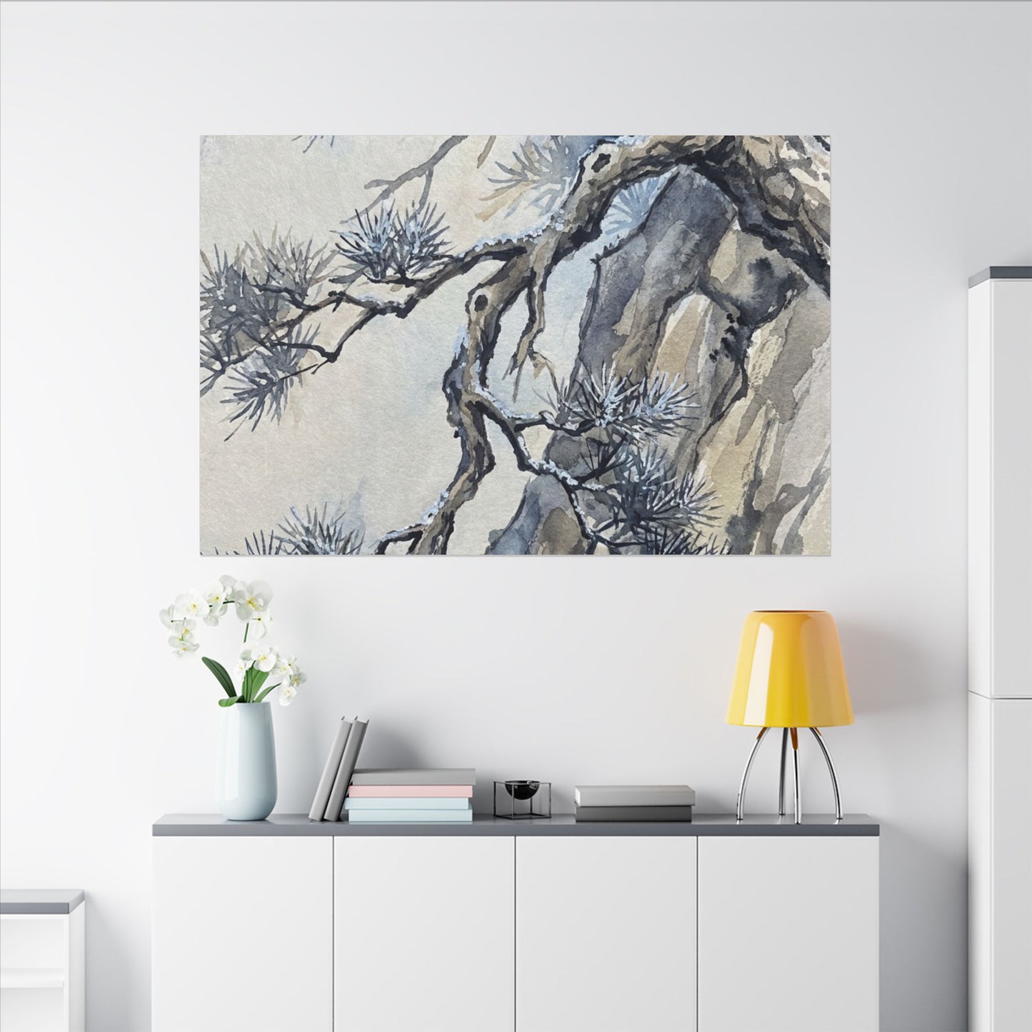 Moonlight Pine Tree Canvas Art - Japandi Seijaku