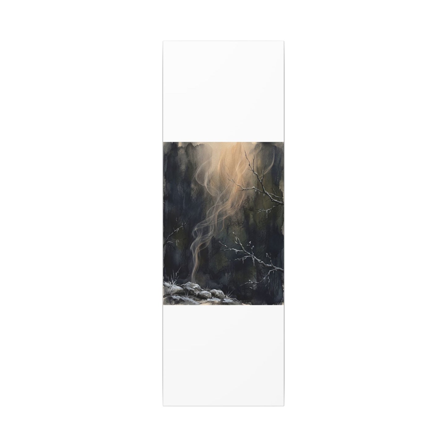 Incense Smoke Winter Canvas Art | Dark Japandi Moody Design