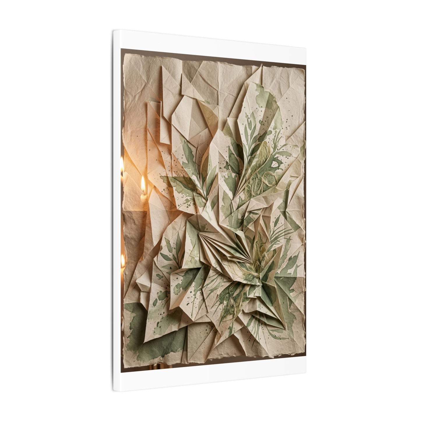 Japandi Paper Fold in Candlelight | Texture Canvas Art